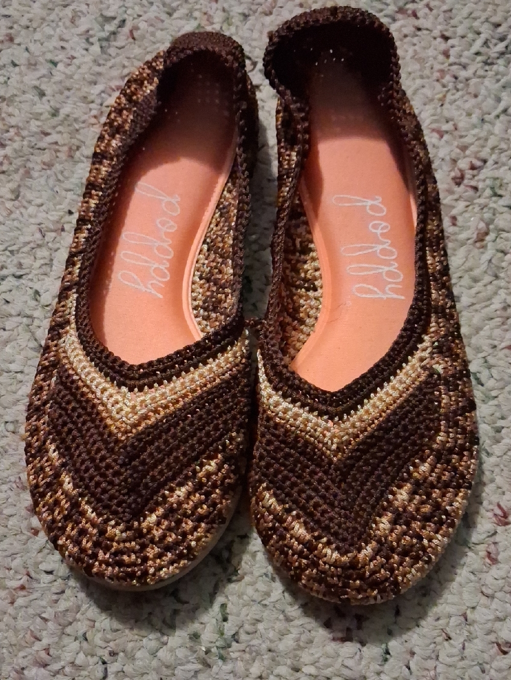 Rope Knit Brown & Tan Women's Flat Shoes